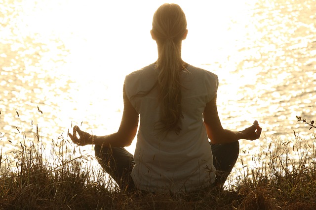 meditate, woman, yoga, nature, zen, meditating, relax, relaxing, wellness, yoga pose, meditation, peaceful, silhouette, sunset, tranquil, calm